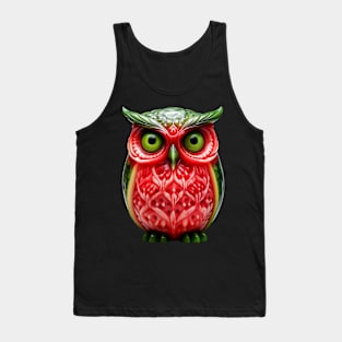 Whimsical Watermelon Owl Hybrid Tank Top